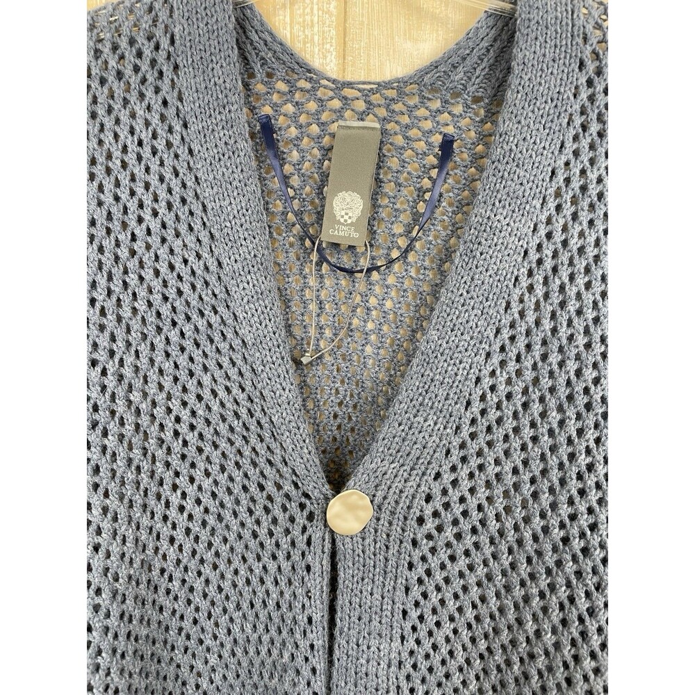 Vince Camuto Open Knit Blue Button Front Ruana One Size - Picture 2 of 7